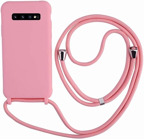 Ququcheng Kompatibel mit Samsung Galaxy S10 Hülle,Handykette Hülle Silikon Seil Necklace Handyhülle mit Kordel Tasche TPU Bumper Schutzhülle für Samsung Galaxy S10-Pink von Ququcheng