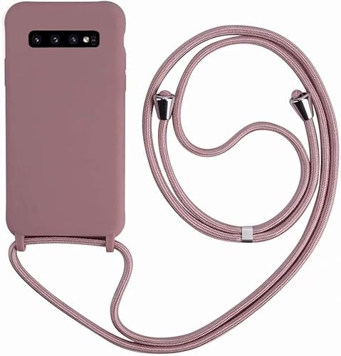 Ququcheng Kompatibel mit Samsung Galaxy S10 Hülle,Handykette Hülle Silikon Seil Necklace Handyhülle mit Kordel Tasche TPU Bumper Schutzhülle für Samsung Galaxy S10-Rosa Gold von Ququcheng