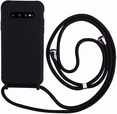 Ququcheng Kompatibel mit Samsung Galaxy S10 Hülle,Handykette Hülle Silikon Seil Necklace Handyhülle mit Kordel Tasche TPU Bumper Schutzhülle für Samsung Galaxy S10-Schwarz von Ququcheng