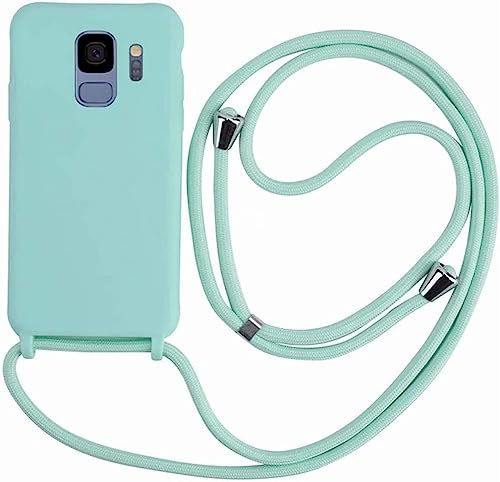 Ququcheng Kompatibel mit Samsung Galaxy S9 Plus Hülle,Handykette Hülle Silikon Seil Necklace Handyhülle mit Kordel Tasche TPU Bumper Schutzhülle für Samsung Galaxy S9 Plus-Grün von Ququcheng