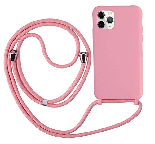 Ququcheng Kompatibel mit iPhone 12 Mini(5.4") Hülle,Handykette Hülle Silikon Seil Necklace Handyhülle mit Kordel Tasche TPU Bumper Schutzhülle für iPhone 12 Mini(5.4")-Pink von Ququcheng