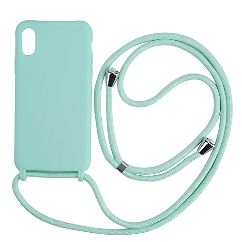 Ququcheng Kompatibel mit iPhone XS Max Hülle,Handykette Hülle Silikon Seil Necklace Handyhülle mit Kordel Tasche TPU Bumper Schutzhülle für iPhone XS Max-Grün von Ququcheng