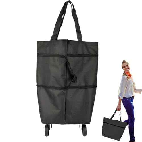 Qurygin Faltbare Einkaufstasche mit Rollen,Faltbare Einkaufstasche mit Rollen | Trolley Einkaufstasche Treppensteigwagen,2-in-1-Tasche mit großem Fassungsvermögen, tragbar, Wiederverwendbare von Qurygin