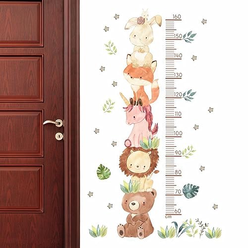 Qurygin Kinder-Wachstumsdiagramm-Wand - Tierhöhen-Wachstumstabelle-Wandaufkleber,Waldtier-Wachstumstabellen-Aufkleber, abnehmbare PVC-Wandaufkleber für Kinder, Spielzimmer-Wanddekoration für von Qurygin