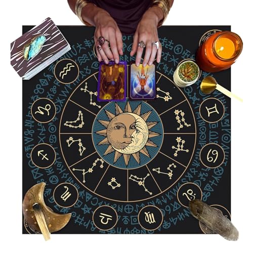 Qurygin Tischdecke für Tarotkarte - Tarot-Tischdecke, Anfängerfreundliche Wahrsagungsmatte,Tischdekoration für Spielzimmer, Schule, Versammlungen, Teamaktivitäten, Camping von Qurygin