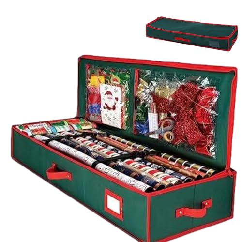 Qurygin Weihnachts-Geschenkpapier-Aufbewahrungsbox, Weihnachts-Geschenkpapier-Aufbewahrungs-Organizer - 40-Zoll-Unterbett-Geschenkpapier-Organizer-Taschen von Qurygin