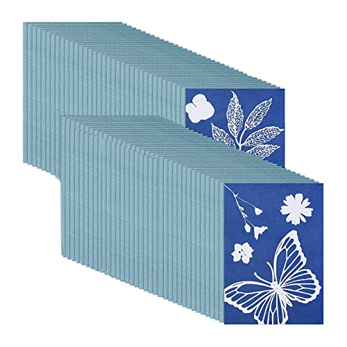 Qusedwey 73 StüCk Sun Print Paper Cyanotype Paper Kit, Solar Drawing Paper Sensitivity Nature Printing Paper von Qusedwey