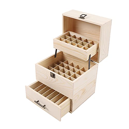 Qussse Ätherisches Öl Box, 59 Löcher Ätherische Öle Aufbewahrungsbox, 10ml 15ml, Ätherische Öle Flaschen Holzbox für Nagellack Duftöle Ätherisches Öl von Qussse