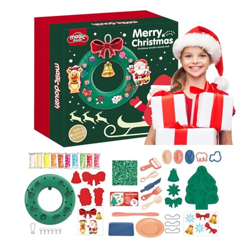 Qutalmi Ton-Ornament-Set, Kinder-Tonspielzeug-Set | Dehnbares Weihnachts-Farbteig-Set - Weihnachtsaktivitäten, Entwicklungsspielzeug, Kleinkindspiele, saisonale Dekorationen für die Heimschule von Qutalmi