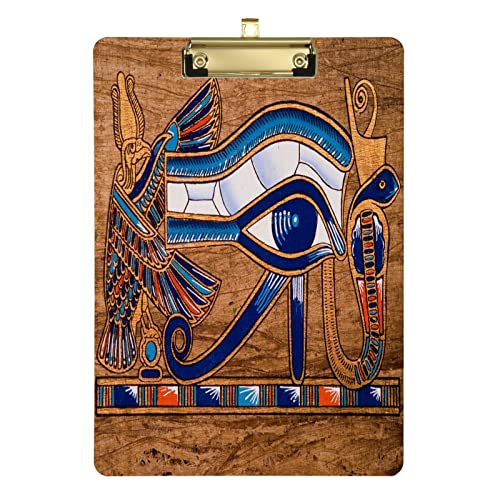 Ägyptisches Horus-Augen-Klemmbrett für Kinder, Jungen, Mädchen, stilvolles Standard-A4-Format in Briefgröße, 22,9 x 31,8 cm, Acryl-Klemmbrett mit flachem Profil, Metall-Goldclip für Krankenschwestern, von Quteprint