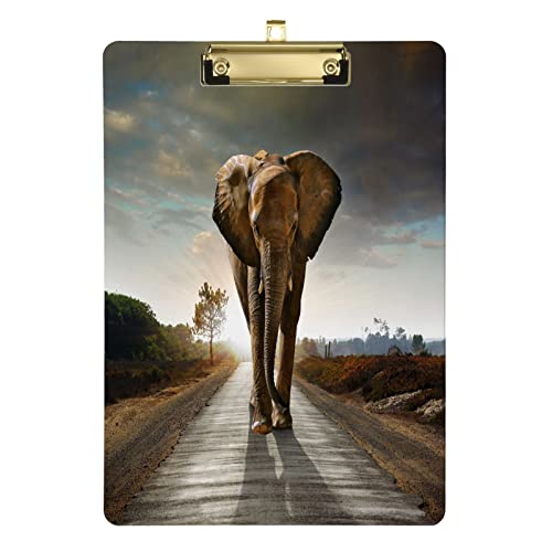 Afrikanischer Elefant Klemmbrett für Kinder, Jungen und Mädchen, A4-Format, A4, 22,9 x 31,8 cm, Acryl, flaches silbernes Metall-Clip, für Krankenschwestern, von Quteprint