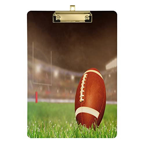 American Football Feld-Klemmbrett für Kinder, Jungen, Mädchen, stilvolles Standard-A4-Format in Briefgröße, 22,9 x 31,8 cm, Acryl-Klemmbrett mit flachem Profil, silberfarbener Metallclip für von Quteprint