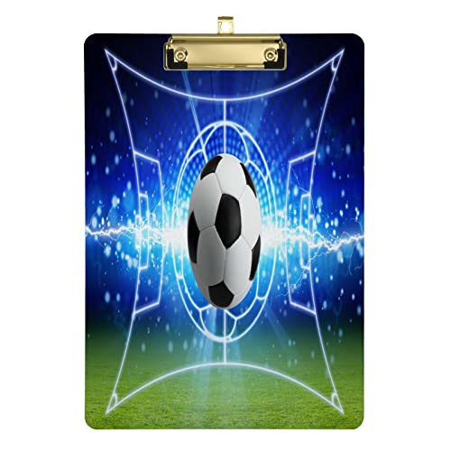 Klemmbrett Fussball für Kinder Jungen Mädchen Elegant A4 Schreibbrett A4 22.9x31.8cm Acryl Klemmbrett Klemmbrett mit Silber Low Profile Metall Clip für von Quteprint