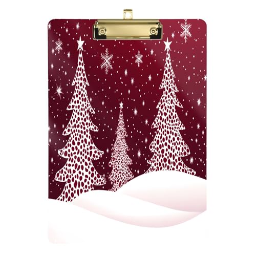 Quteprint Acryl-Klemmbrett mit Weihnachtsbäumen, Schneeflocken, 22,9 x 31,8 cm, transparentes, kratzfestes Klemmbrett mit goldfarbenem Metallclip und Wandhaken, 0,6 cm dick, für Büro, Klassenzimmer Quteprint Acryl-Klemmbrett mit Weihnachtsbäumen, Schneeflocken, 22,9 x 31,8 cm, transparentes, kratzfestes Klemmbrett mit goldfarbenem Metallclip und Wandhaken, 0,6 cm dick, für Büro, Klassenzimmer von Quteprint