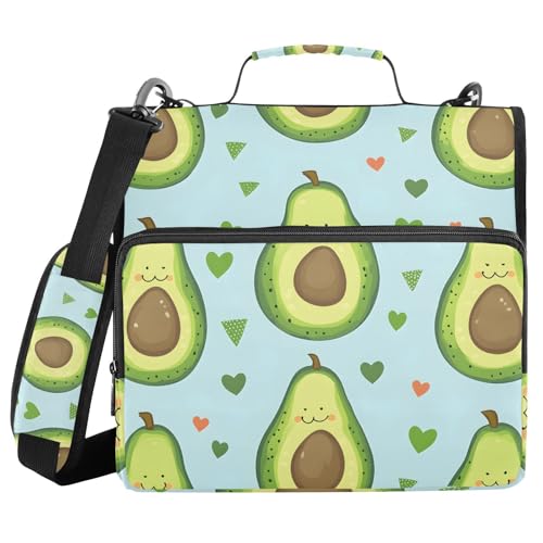 Quteprint Bindertasche mit Reißverschluss, niedliche Avocados-Herzen, 3,8 cm, 3-Ringbuch und mehrere Taschen, 500 Blatt Kapazität, erweiterbarer Aktenordner mit Schultergurten und Griffen, für Schule Quteprint Bindertasche mit Reißverschluss, niedliche Avocados-Herzen, 3,8 cm, 3-Ringbuch und mehrere Taschen, 500 Blatt Kapazität, erweiterbarer Aktenordner mit Schultergurten und Griffen, für Schule von Quteprint