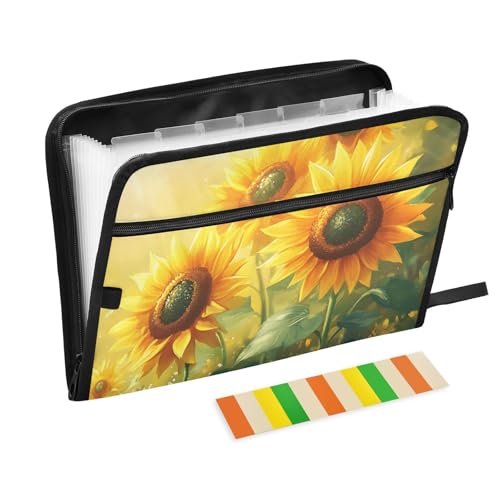 Quteprint Fächermappe mit 13 Fächern, mit Reißverschluss, Sommer-Sonnenblumen, Akkordeon-Aktenordner mit Klebeetiketten, A4-Papier, erweiterbarer Dokumenten-Organizer Quteprint Fächermappe mit 13 Fächern, mit Reißverschluss, Sommer-Sonnenblumen, Akkordeon-Aktenordner mit Klebeetiketten, A4-Papier, erweiterbarer Dokumenten-Organizer von Quteprint