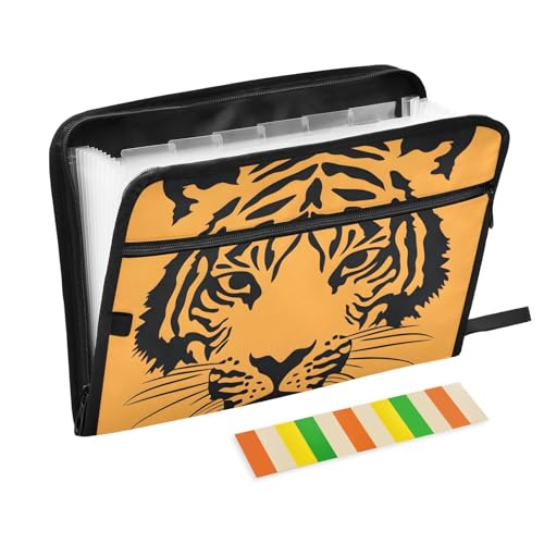Quteprint Fächermappe mit 13 Fächern, mit Reißverschluss, Tigerstreifenmuster, orangefarbenes Akkordeon-Aktenordner mit Klebeetiketten, A4-Papier, erweiterbarer Dokumenten-Organizer Quteprint Fächermappe mit 13 Fächern, mit Reißverschluss, Tigerstreifenmuster, orangefarbenes Akkordeon-Aktenordner mit Klebeetiketten, A4-Papier, erweiterbarer Dokumenten-Organizer von Quteprint