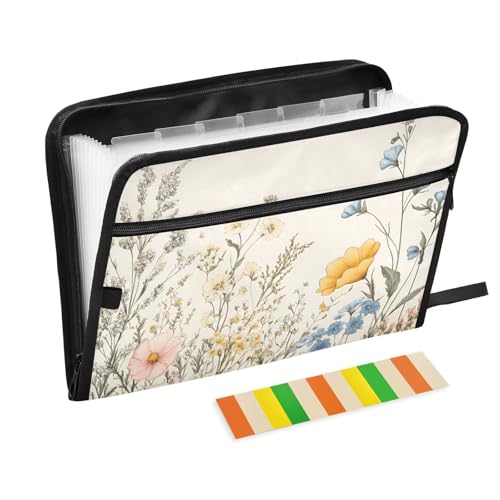 Quteprint Fächermappe mit 13 Fächern, mit Reißverschluss, Vintage-Wildblumenkräuter, Akkordeon-Aktenordner mit Klebeetiketten, A4-Papier, erweiterbarer Dokumenten-Organizer Quteprint Fächermappe mit 13 Fächern, mit Reißverschluss, Vintage-Wildblumenkräuter, Akkordeon-Aktenordner mit Klebeetiketten, A4-Papier, erweiterbarer Dokumenten-Organizer von Quteprint
