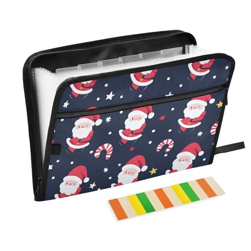 Quteprint Fächermappe mit 13 Fächern, mit Reißverschluss, Zuckerstange, Weihnachtsmann, Akkordeon-Aktenordner mit Klebeetiketten, A4-Papier, erweiterbarer Dokumenten-Organizer Quteprint Fächermappe mit 13 Fächern, mit Reißverschluss, Zuckerstange, Weihnachtsmann, Akkordeon-Aktenordner mit Klebeetiketten, A4-Papier, erweiterbarer Dokumenten-Organizer von Quteprint