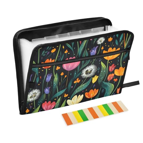 Quteprint Fächermappe mit 13 Fächern, mit Reißverschluss, bunte Löwenzahn, Blumen, Tulpen, Akkordeon-Aktenordner mit Klebeetiketten, A4-Papier, erweiterbarer Dokumenten-Organizer Quteprint Fächermappe mit 13 Fächern, mit Reißverschluss, bunte Löwenzahn, Blumen, Tulpen, Akkordeon-Aktenordner mit Klebeetiketten, A4-Papier, erweiterbarer Dokumenten-Organizer von Quteprint