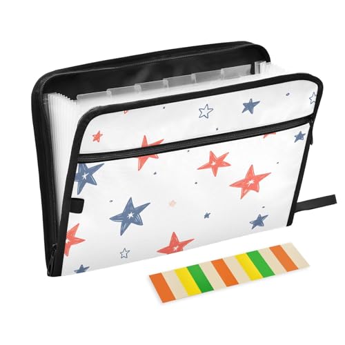 Quteprint Fächermappe mit 13 Fächern, mit Reißverschluss, buntes Sternenmuster, Akkordeon-Aktenordner mit Klebeetiketten, A4-Papier, erweiterbarer Dokumenten-Organizer Quteprint Fächermappe mit 13 Fächern, mit Reißverschluss, buntes Sternenmuster, Akkordeon-Aktenordner mit Klebeetiketten, A4-Papier, erweiterbarer Dokumenten-Organizer von Quteprint