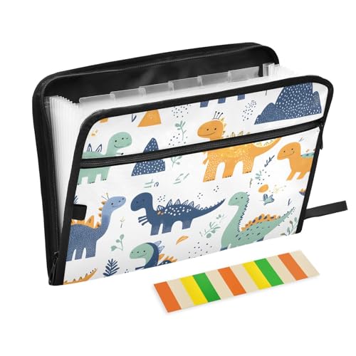 Quteprint Fächermappe mit 13 Fächern, mit Reißverschluss, niedliche Dinosaurier, verspielter Dino-Akkordeon-Aktenordner mit Klebeetiketten, A4-Papier, erweiterbarer Dokumenten-Organizer Quteprint Fächermappe mit 13 Fächern, mit Reißverschluss, niedliche Dinosaurier, verspielter Dino-Akkordeon-Aktenordner mit Klebeetiketten, A4-Papier, erweiterbarer Dokumenten-Organizer von Quteprint