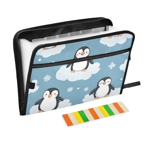 Quteprint Fächermappe mit 13 Fächern, mit Reißverschluss, niedliche Pinguine, Wolken, Schneeflocken, Akkordeon-Aktenordner mit Klebeetiketten, A4-Papier, erweiterbarer Dokumenten-Organizer Quteprint Fächermappe mit 13 Fächern, mit Reißverschluss, niedliche Pinguine, Wolken, Schneeflocken, Akkordeon-Aktenordner mit Klebeetiketten, A4-Papier, erweiterbarer Dokumenten-Organizer von Quteprint