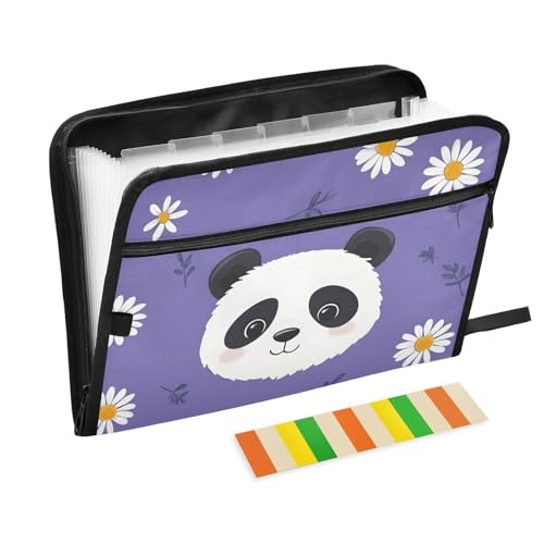 Quteprint Fächermappe mit 13 Fächern, mit Reißverschluss, niedlicher Panda-Gänseblümchen-Akkordeon-Aktenordner mit Klebeetiketten, A4-Papier, erweiterbarer Dokumenten-Organizer Quteprint Fächermappe mit 13 Fächern, mit Reißverschluss, niedlicher Panda-Gänseblümchen-Akkordeon-Aktenordner mit Klebeetiketten, A4-Papier, erweiterbarer Dokumenten-Organizer von Quteprint