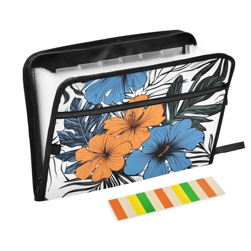 Quteprint Fächermappe mit 13 Fächern, mit Reißverschluss, tropische Blätter, Blumen, Akkordeon-Aktenordner mit Klebeetiketten, A4-Papier, erweiterbarer Dokumenten-Organizer Quteprint Fächermappe mit 13 Fächern, mit Reißverschluss, tropische Blätter, Blumen, Akkordeon-Aktenordner mit Klebeetiketten, A4-Papier, erweiterbarer Dokumenten-Organizer von Quteprint