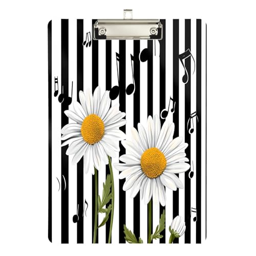 Quteprint Gestreiftes Acryl-Klemmbrett mit Gänseblümchen, 22,9 x 31,8 cm, transparentes, kratzfestes Klemmbrett mit (silberfarbenem Metallclip und Wandhaken, 0,6 cm dick, für Büro, Klassenzimmer Quteprint Gestreiftes Acryl-Klemmbrett mit Gänseblümchen, 22,9 x 31,8 cm, transparentes, kratzfestes Klemmbrett mit (silberfarbenem Metallclip und Wandhaken, 0,6 cm dick, für Büro, Klassenzimmer von Quteprint
