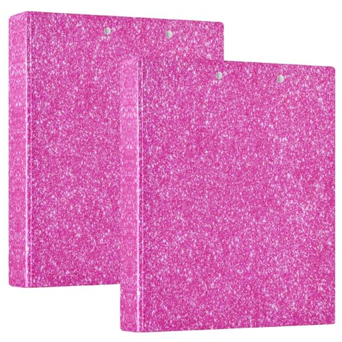 Quteprint Ringbuch mit 3 Ringen, Glitzer-Rosa, Galaxie-Stern, 3,8 cm, runder Ringordner mit 3 transparenten Innentaschen, Ordner-Organizer mit Klemmbrett für Büro, Zuhause, Schule, hält 200 Blatt, 2 von Quteprint