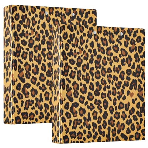 Quteprint Ringbuch mit 3 Ringen, Leopardenmuster, 3,8 cm, rund, mit 3 transparenten Taschen, Klemmbrett und Platz für 200 Blatt, für Büro/Schule/Zuhause, 2 Stück Quteprint Ringbuch mit 3 Ringen, Leopardenmuster, 3,8 cm, rund, mit 3 transparenten Taschen, Klemmbrett und Platz für 200 Blatt, für Büro/Schule/Zuhause, 2 Stück von Quteprint