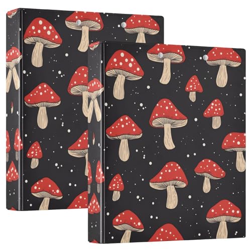 Quteprint Ringbuch mit 3 Ringen, Pilz-Punkt-Muster, 3,8 cm, rund, mit 3 transparenten Taschen, Klemmbrett und hält 200 Blatt, für Büro/Schule/Zuhause, 2 Stück Quteprint Ringbuch mit 3 Ringen, Pilz-Punkt-Muster, 3,8 cm, rund, mit 3 transparenten Taschen, Klemmbrett und hält 200 Blatt, für Büro/Schule/Zuhause, 2 Stück von Quteprint