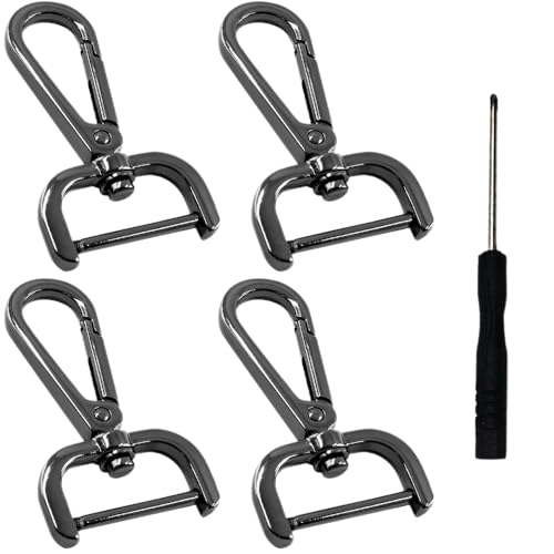 4 Stück 2,5 cm abnehmbare Karabinerhaken, Drehverschluss, D-Ring, drehbarer Karabinerverschluss mit Schraubendreher, Geldbörsenriemen-Clips, Extender Hardware von Quweiz