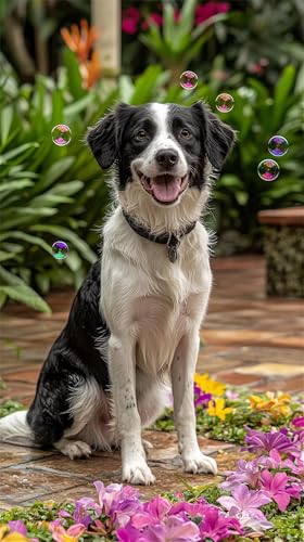 DIY 5D Diamant Malerei Set Bohren Voll Garten Border Collie Bild Diamond Painting Crystal Strass Diamant Gemälde Arts Craft Perfekt Für Entspannung Und Wand Decor Platz Drill 115x195cm AD1954 von Quxaoqiao