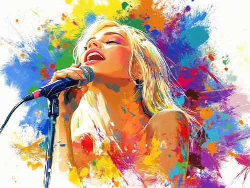 DIY 5D Diamant Malerei Set Bohren Voll Singing Blond Girl Singer Bild Diamond Painting Crystal Strass Diamant Gemälde Arts Craft Perfekt Für Entspannung Und Wand Decor Platz Drill 110x150cm AC2737 von Quxaoqiao