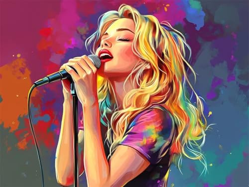 DIY 5D Diamant Malerei Set Bohren Voll Singing Blond Girl Singer Bild Diamond Painting Crystal Strass Diamant Gemälde Arts Craft Perfekt Für Entspannung Und Wand Decor Platz Drill 110x150cm AC2739 von Quxaoqiao