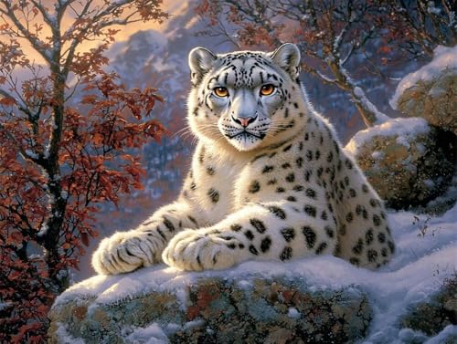 DIY 5D Diamant Malerei Set Bohren Voll Snow Mountain Snow Leopard Bild Diamond Painting Crystal Strass Diamant Gemälde Arts Craft Perfekt Für Entspannung Und Wand Decor Platz Drill 110x150cm AC2762 von Quxaoqiao