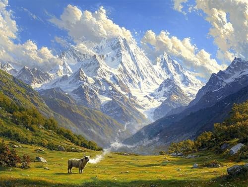 DIY 5D Diamant Malerei Set Bohren Voll Snowy Mountains Majestic Yak Bild Diamond Painting Crystal Strass Diamant Gemälde Arts Craft Perfekt Für Entspannung Und Wand Decor Platz Drill 55x75cm AC2772 von Quxaoqiao