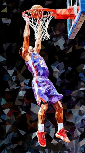 Quxaoqiao DIY 5D Diamant Malerei Set Bohren Voll Basketball Dunk Bild Diamond Painting Crystal Strass Diamant Gemälde Arts Craft Perfekt Für Entspannung Und Wand Decor Rund Drill 40x70cm AD0283 von Quxaoqiao