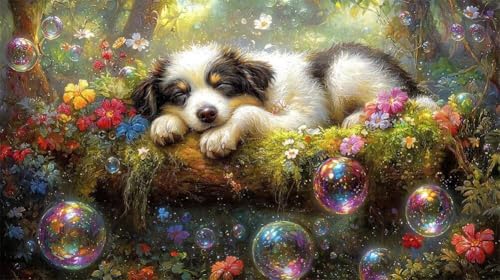 Quxaoqiao DIY 5D Diamant Malerei Set Bohren Voll Wald Border Collie Bild Diamond Painting Crystal Strass Diamant Gemälde Arts Craft Perfekt Für Entspannung Und Wand Decor Platz Drill 20x35cm AD1829 von Quxaoqiao