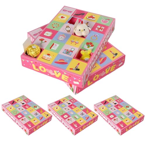 Quzente Adventskalender Leere Box | 24 Tage befüllbare Countdown-Kalenderbox - Set mit 5 leeren Countdown-Fällen für Erwachsene, Muttertagsparty Leckerli Wrapping Supplies von Quzente