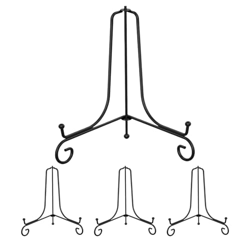 Quzente Teller-Staffelei für Ausstellung, 4 Stück Metallplattenständer – 12,7 cm Tisch-Bilderhalter, Stativ-Staffelei für Bilder, Heimdekoration für Bücher, Fotos von Quzente