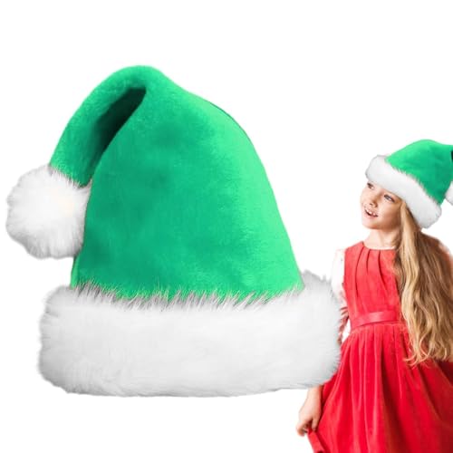 Quzente Weihnachtsmütze für Kinder, klassische, farbige Weihnachtsmütze mit Plüschkrempe, Unisex, warme Weihnachtsmütze, Geschenk für Kinder und Erwachsene, Zubehör von Quzente