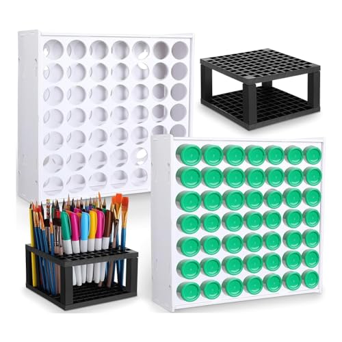 Qweradr Mal-Organizer-Set, 3-teilig, 49 Löcher, Halterung für Kunstmalerei, vertikal, Flasche mit 2 Oz, Schreibtischhalterung für Stifte von Qweradr