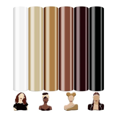 Qweradr Skin Tone 3D Puff Vinyl Wärmeübertragung Creme Beige Braun Eisen für T-Shirts aus DIY Stoff, 10 x 12 Zoll, 6 Blatt von Qweradr