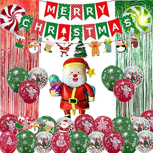 Qweradr Weihnachten Latex Ballon Kit Frohe Weihnachten Banner für DIY Weihnachten Fenster Hintergrund Dekoration A von Qweradr