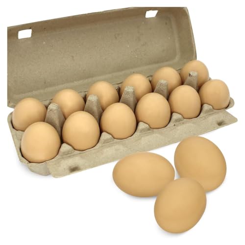 Qwertfeet 12 Holzeier, gefälschte Ostereier, bemalt, unlackierte Eier aus Holz, zum Basteln, Osterdekoration, Braun von Qwertfeet