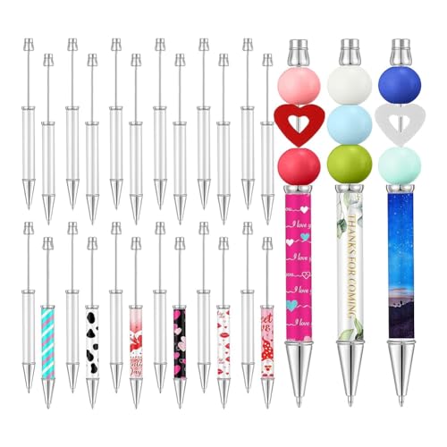 Qwertfeet 24 Kugelschreiber mit Sublimationsperlen, Metallstifte, DIY-Transferstifte, Schulbedarf von Qwertfeet