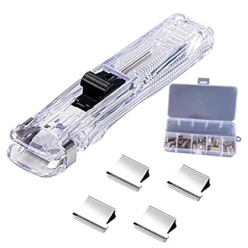 Qwertfeet Büroklammern-Spender, tragbar, schneller Papierschneider mit 50 wiederverwendbaren silberfarbenen Metallklammern für Schreibtischdokumente von Qwertfeet